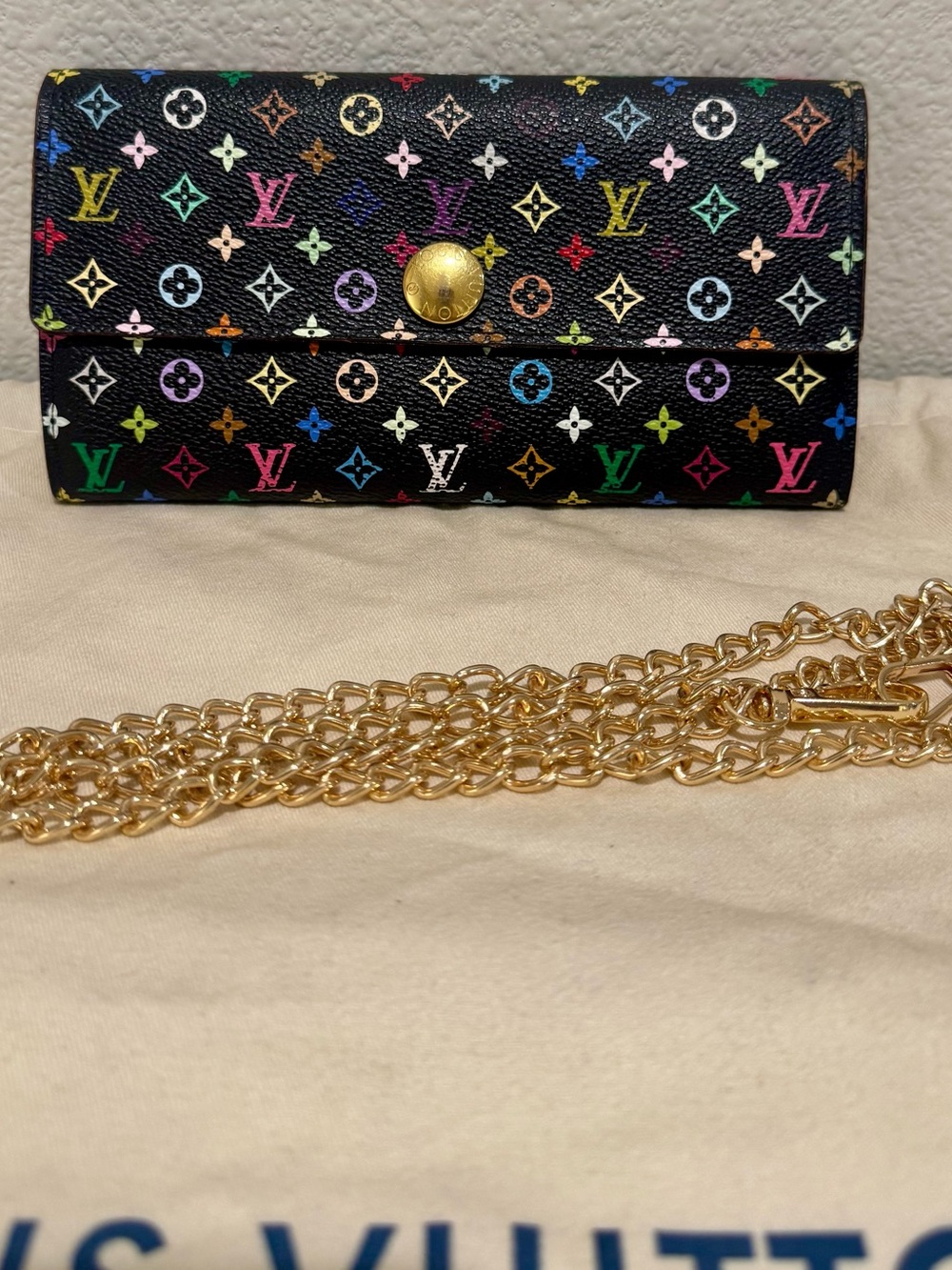 Louis Vuitton Black Murakami Sarah Wallet